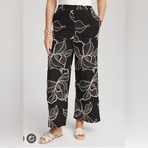 ❤️ New Anthony NY Black Floral Embroidery Wide-Leg Pants